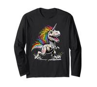 Dinosaurio T-Rex Dino Rainbow Unicorn Punk Pride Manga Larga