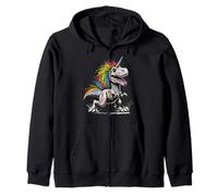Dinosaurio T-Rex Dino Rainbow Unicorn Punk Pride Sudadera con Capucha