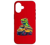 Dinosaurio T-Rex En Monster Truck School Bus Driver Gráfico Carcasa para iPhone 16