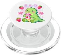 Dinosaurio T-Rex Kawaii con Leche de Fresa Japonesa PopSockets PopGrip para MagSafe