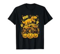 Dinosaurio T Rex Montando Monster Truck Boo Halloween Camiseta gráfica económica, Hombre, Negro, S
