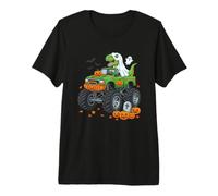 Dinosaurio T Rex Montando Monster Truck Boo Halloween Camiseta Premium