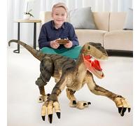 Dinosaurio teledirigido Gigante Juguete RC Dinosaur Velociraptor con Luz LED Sonido Camina Ruge Realista T-Rex Dinosaurio Eléctrico Velociraptor Luz Sonidos Dinosaurio Juguete Realista