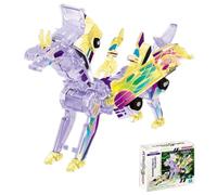 Dinosaurio Transforma Coche, Transformador DinoJuguete Colisión Automático Transforming Dinosaur Car para 3 4 5 6 7 Años Niños, Azul/Oro/Noctilucent Color