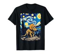 Dinosaurio Triceratops Prehistórico Noche Estrellada Van Gogh Dino Camiseta