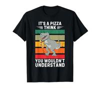 Dinosaurio Vintage es una Pizza Que no entenderías Camiseta gráfica económica, Hombre, Negro, L