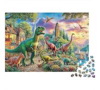 Dinosaurioio Extra Thick Cardboard Dinosaurioio Herd Jigsaw Puzzle Adults Brain Training Travel Activity Gift for Senior Jigsaw Lovers Teen Fans Age 12 18 38x26cm/1000pcs