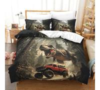 Dinosaurioio Juego De Ropa De Cama King（220x240cm）, T-Rex Monster Camión Funda De Edredón Y Funda De Almohada, Hipoalergénico Juego Sábanas De Cama, Finura Suave