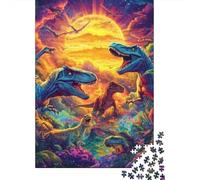 Dinosaurios Atardecer Puzzle para Adultos Puzzle de 1000 Piezas Papel Familia Relajante Enfocar Regalo 52x38cm/1000pcs