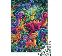 Dinosaurios de Colores Puzzle de 1000 Piezas Papel para Adultos Tema Jungla Relajación Familia Regalo Decoración Hogar 70x50cm/1000pcs