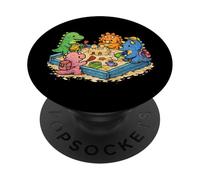 Dinosaurios Divertidos Construyendo Un Castillo De Arena PopSockets PopGrip Adhesivo