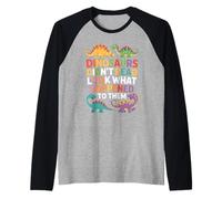 Dinosaurios Divertidos no leyeron Mira lo Que pasó Camiseta Manga Raglan