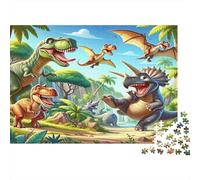 Dinosaurios en la Jungla Puzzle 1000 Piezas Papel Reciclado para Adultos Puzzle para Adultos Juego difícil y desafiante Actividad Divertida para casa Excelente Idea de Regalo 70x50cm/1000pcs