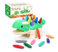 Dinosaurios Juguetes con Ceras de Colores de Cacahuate, Juguetes Sensoriales Montessori para Motricidad Fina, Set de Actividades con 24 Colores de Ceras Bebe para Niños de 1-5 años