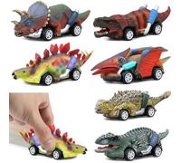 Dinosaurios Juguetes para Niños, 6 Piezas Dinosaurio Tire hacia Atrás Coches, Dino Juguetes, Cumpleaños Pascua Navidad y día Del Niño Regalo de Coche de Juguete para Niños de 3 4 5 6 7 Años