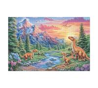 Dinosaurios montaña bosque fauna silvestre naturaleza salvaje prehistórica Puzzles 1000 Piezas Decorativo Hogar Obra De Arte Rompecabezas Familiar Para Adultos Desafío Intelectual DIY Creativo 1000 PC