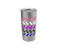 Dinosaurios Píxeles Arte LGBT Fluido de Género Bandera Vaso térmico de acero inoxidable de doble pared