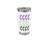 Dinosaurios Píxeles Arte LGBT Género Queer Colores Bandera Vaso térmico de acero inoxidable de doble pared
