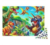 Dinosaurios Prehistóricos Selva Puzzle de 1000 Piezas Puzzle para Adultos Papel Animado Mundo Jurásico Relajación Interacción Familia Decoración Regalo 38x26cm/1000pcs