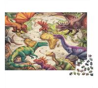 Dinosaurios Rompecabezas 1000 Piezas De Cartón Grueso Mapas Juego De Rompecabezas Anti Estrés Adultos para Rompecabezas De Office Break como Regalo Original 52x38cm/1000pcs