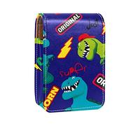 Dinosaurios Skateboard Blue Lip Gloss Holder Estuche portátil Mini Lipstick Storage Box Travel Lipstick Organizador Case con espejo para mujer, Varios colores, 9.5x2x7 cm/3.7x0.8x2.7 in
