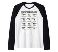 Dinosaurios Terópodos Especies Carnívoras Paleontología Camiseta Manga Raglan