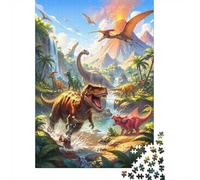 Dinosaurios Volcán Jungle 1000 piezas Mini Puzzle para Familia Relajante | 38 x 26 cm cartón decoración de salón corte preciso regalo cumpleaños relajación