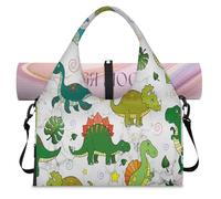 Dinosaurs - Bolsa deportiva con compartimento para zapatos, diseño de dinosaurio kawaii de mármol, para fin de semana, para llevar la noche, para gimnasio, yoga, viajes, color, L, Bolsa de viaje
