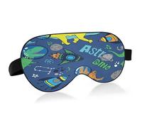 Dinosaurs in Space Sleep Mask Lightweight Soft Breathable Eye Mask with Adjustable Strap Blackout Eye Mask for Women Men for Travel Night Sleeping