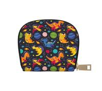 Dinosaurs In Space - Tarjetero de cuero para mujer, tarjetero, cartera para tarjetas de crédito