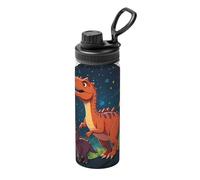 Dinosaurs in The Starry Sky - Botella de agua aislada a granel, de acero inoxidable con tapa, para adultos, ideal para uso diario y actividades al aire libre