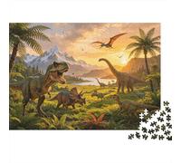 Dinosaurs Jigsaw Puzzle 1000 Pieces Reciclable Material Jurassic Period Puzzles for Adultos Divertido Present & Activity for Home Great Gift Idea for Men 38x26cm/1000pcs