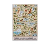 Dinosaurs of the Mesozoic Era Science Classroom Decor Poster for Children Bedroom Wall(Framed,12X18inch(30X45cm))