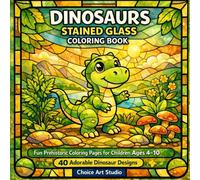 Dinosaurs Stained Glass Coloring Book for Kids Ages 4-10: 40 Adorable Dinosaur Designs | Fun Prehistoric Coloring Pages for Children | Perfect Gift for Dino Lovers