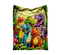 Dinosaurs Throw Blanket - 200x150cm Flannel Throw, Cute Microfiber Dinosaur Blanket for Sofa, Couch, Bedroom, or Dorm | Warm Soft, Lightweight Dinosaurs Flannel Throws for Kids, Boys, Girls, Teens