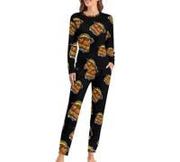 Dinosaurs World Emblem - Conjunto de pijama de manga larga para mujer, con bolsillos, Estilo:, 6XL