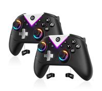 Dinosoo Controlador inalámbrico RGB para Nintendo Switch 2/1 Lite/OLED y PC, con Bluetooth, Turbo, botón trasero macro, eje giroscopio, 4 motores de vibración y captura de pantalla, compatible con