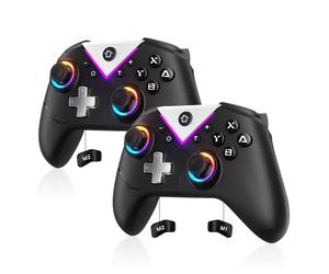 Dinosoo Controlador inalámbrico RGB para Nintendo Switch 2/1 Lite/OLED y PC, con Bluetooth, Turbo, botón trasero macro, eje giroscopio, 4 motores de vibración y captura de pantalla, compatible con