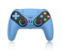 Dinosoo Controlador inalámbrico RGB para PS5/PlayStation 5 PC, controlador Bluetooth con turbo, macro, vibración dinámica, control de movimiento de 6 ejes, conector de audio de 3.5 mm, batería de 1000
