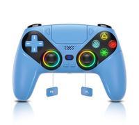 Dinosoo Controlador inalámbrico RGB para PS5/PlayStation 5 PC, controlador Bluetooth con turbo, macro, vibración dinámica, control de movimiento de 6 ejes, conector de audio de 3.5 mm, batería de 1000