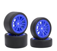 DINOWIN Juego de 4 neumáticos de goma y llantas, adecuado para 1/24 Losi Micro-B y 1/28 Losi Micro-T WL-Toys 244016 Drift RC Auto Recambios de actualización (Losi Micro-B azul)