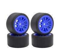 DINOWIN Juego de 4 neumáticos de goma y llantas, adecuado para 1/24 Losi Micro-B y 1/28 Losi Micro-T WL-Toys 244016 Drift RC Auto Recambios de actualización (Losi Micro-T Azul)