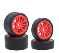 DINOWIN Juego de 4 neumáticos de goma y llantas, adecuado para 1/24 Losi Micro-B y 1/28 Losi Micro-T WL-Toys 244016 Drift RC Auto Recambios de actualización (Losi Micro-B rojo)