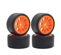 DINOWIN Juego de 4 neumáticos de goma y llantas, adecuado para 1/24 Losi Micro-B y 1/28 Losi Micro-T WL-Toys 244016 Drift RC Auto Recambios de actualización (Losi Micro-T Orange)