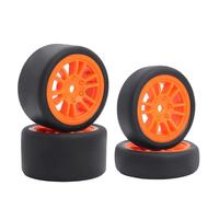 DINOWIN Juego de 4 neumáticos de goma y llantas, adecuado para 1/24 Losi Micro-B y 1/28 Losi Micro-T WL-Toys 244016 Drift RC Auto Recambios de actualización (Losi Micro-B Orange)