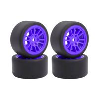 DINOWIN Pack de 4 neumáticos de goma y llantas, adecuado para 1/24 Losi Micro-B y 1/28 Losi Micro-T WL-Toys 244016 Drift RC Auto Recambios de actualización (Losi Micro-T Lila)