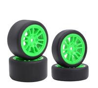 DINOWIN Pack de 4 neumáticos de goma y llantas, adecuado para 1/24 Losi Micro-B y 1/28 Losi Micro-T WL-Toys 244016 Drift RC Auto Recambios de actualización (Losi Micro-B verde)