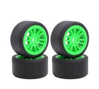 DINOWIN Pack de 4 neumáticos de goma y llantas, adecuado para 1/24 Losi Micro-B y 1/28 Losi Micro-T WL-Toys 244016 Drift RC Auto Recambios de actualización (Losi Micro-T Verde)