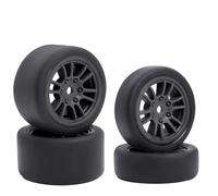 DINOWIN Pack de 4 neumáticos de goma y llantas, adecuado para 1/24 Losi Micro-B y 1/28 Losi Micro-T WL-Toys 244016 Drift RC Auto Recambios de actualización (Losi Micro-B negro)