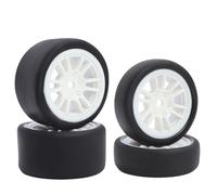 DINOWIN Pack de 4 neumáticos de goma y llantas, adecuado para 1/24 Losi Micro-B y 1/28 Losi Micro-T WL-Toys 244016 Drift RC Auto Recambios de actualización (Losi Micro-B blanco)